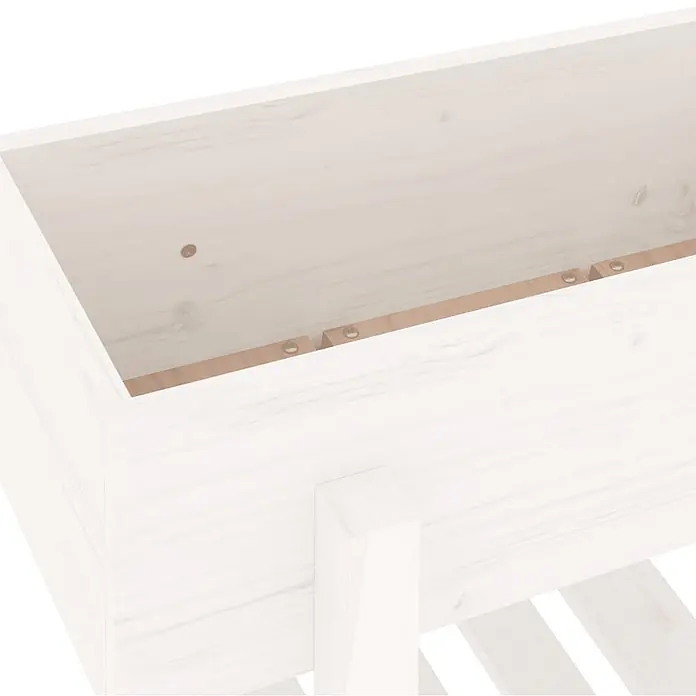 Furnicato Kräuterhochbeet Massives Kiefernholz - L x B x H: 30 x 62 x 69 cm, Material: Holz - Weiß lasierter Kiefernholz-Bettrahmen mit Innenstütze für Lattenrost.