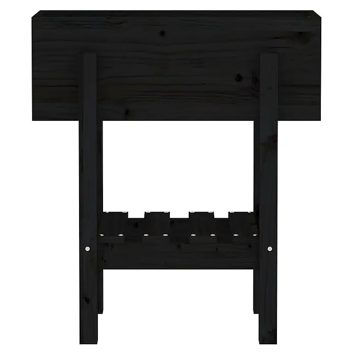 Furnicato Kräuterhochbeet Kiefernholz - L x B x H: 30 x 62 x 69 cm, Material: Holz - Schwarzes Holz-Pflanzgefäß mit Lattenrostboden.