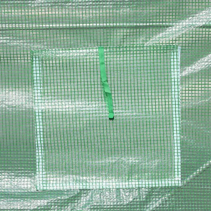 Furnicato Gewächshaus - 200 x 500 cm, Material Seitenwand: Stahl, 14 mm, Grün - Gewächshausabdeckung mit grünem Gitter und klarem Fenster mit Halteband.