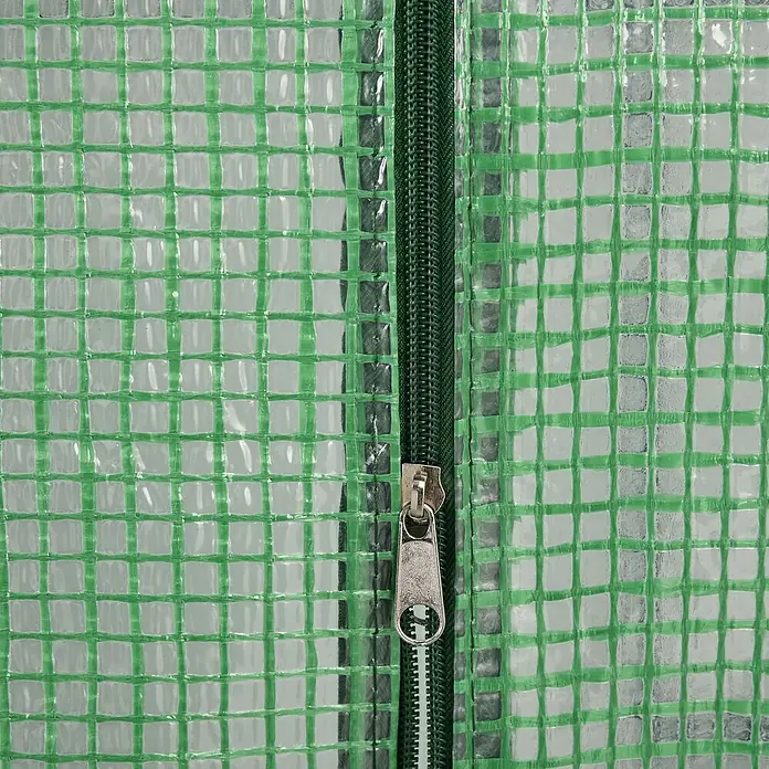Outsunny Gewächshaus - 143 x 138 cm, 4 mm, Schwarz - Transparente Gewächshausfolie mit grünem Gitter und grünem Reißverschluss mit silbernem Zipper.