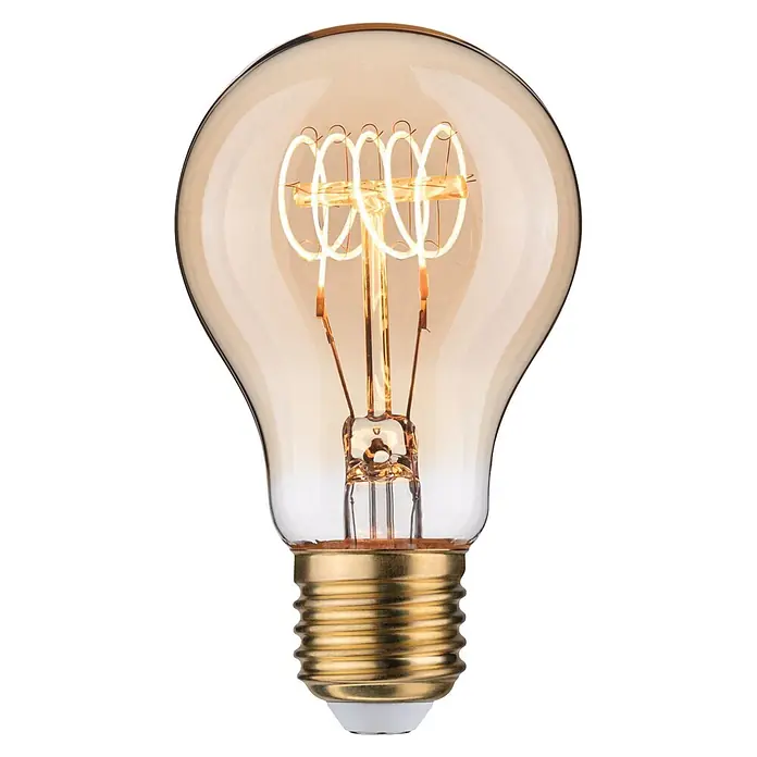 Paulmann LED-Lampe Birne AGL - E27, Dimmbar, Warmweiß, 300 lm, 4,2 W - Bernsteinfarbene Dekoglühbirne mit leuchtendem Spiralwendel und goldenem Schraubsockel.