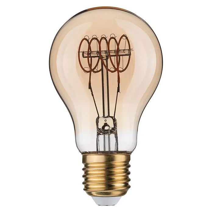Paulmann LED-Lampe Birne AGL - E27, Dimmbar, Warmweiß, 300 lm, 4,2 W - Eine Glühbirne im Antik-Stil mit bernsteinfarbenem Glaskolben und Messingsockel, mit dekorativem Wendelfaden.