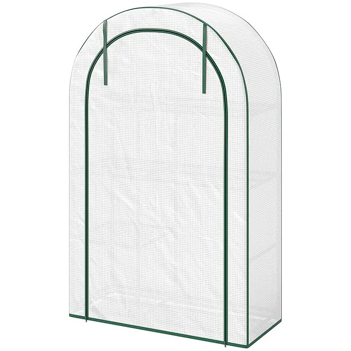 Furnicato Gewächshaus - Außenmaß inkl. Dachüberstand (B x T): 45 x 100 cm, Material Seitenwand: Kunststoff, 14 mm, weiß - Tragbares begehbares Gewächshaus mit transparenter Gitterabdeckung und grünem Rahmen, ideal für den Pflanzenanbau.