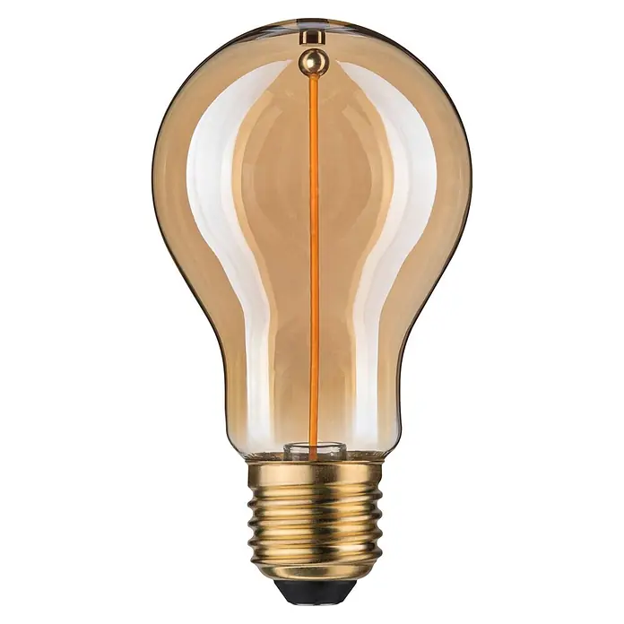 Paulmann LED-Lampe Floating 90LM Gold - E27, Warmweiß, 90 lm, 2,2 W - Vintage-Glühbirne mit bernsteinfarbenem Glas, goldenem Schraubsockel und sichtbarem orangefarbenem Faden.