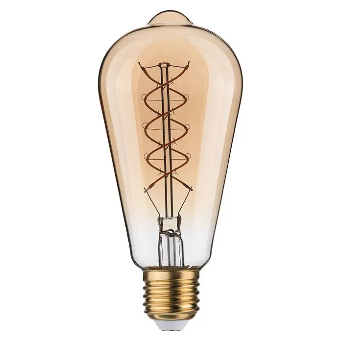 Paulmann LED-Lampe S-Form ST64 - E27, Dimmbar, Warmweiß, 300 lm, 4,2 W - Vintage Edison Glühbirne mit bernsteinfarbenem Glas, Wendelfilament und Messingsockel.