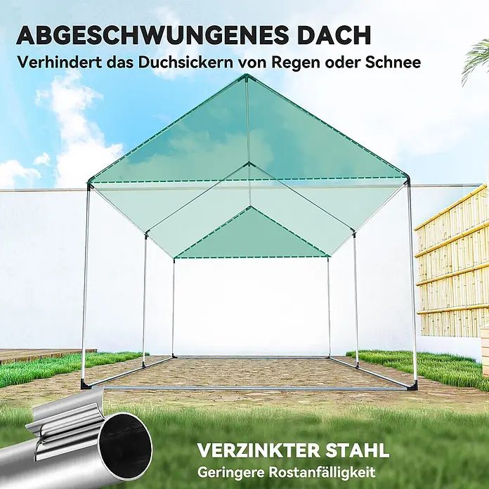 Outsunny Gewächshaus - 200 x 300 cm, Material Seitenwand: Kunststoff, 0,5 mm, Weiß - Grünes Überdachungszelt mit Schrägdach und verzinktem Stahlrahmen, schützt vor Wasseransammlung und Rost.