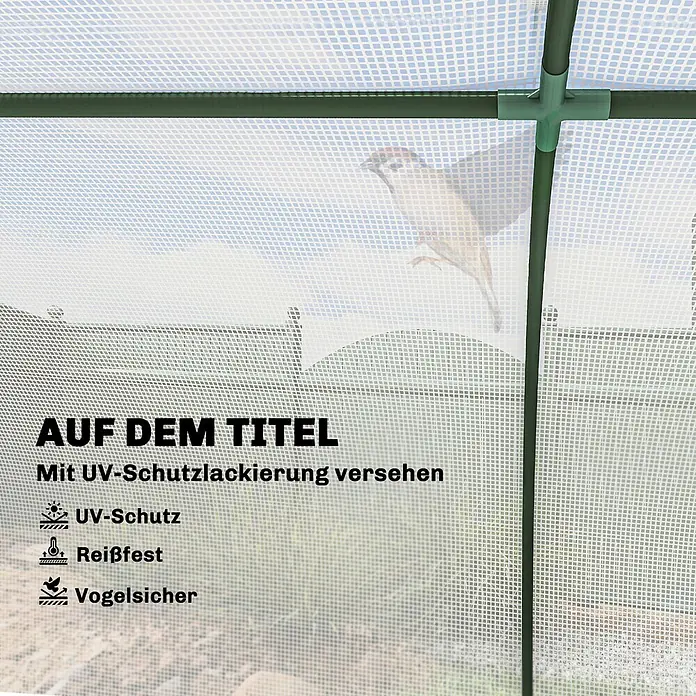 Outsunny Gewächshaus - Außenmaß inkl. Dachüberstand (B x T): 200 x 100 cm, Material Seitenwand: Kunststoff, 0,45 mm, Grün - Weiße, gitterverstärkte Gewächshausabdeckung mit grünen Stangen, UV-Schutz, reißfest und vogelsicher.