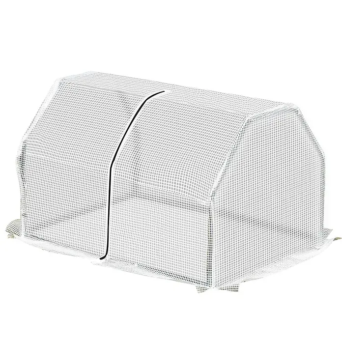 Furnicato Gewächshaus - 71 x 99 cm, Material Seitenwand: Stahl, 14 mm, weiß - Kleines weißes transparentes Gittergewächshaus mit schwarzem Reißverschluss.