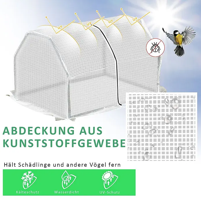 Outsunny Gewächshaus - 99 x 71 cm, Material Seitenwand: Kunststoff, 0,3 mm, Dunkelgrau - Weiße Netz-Pflanzenschutzhülle aus Kunststoff für Schutz vor Schädlingen, Kälte, Wasser und UV-Strahlen.