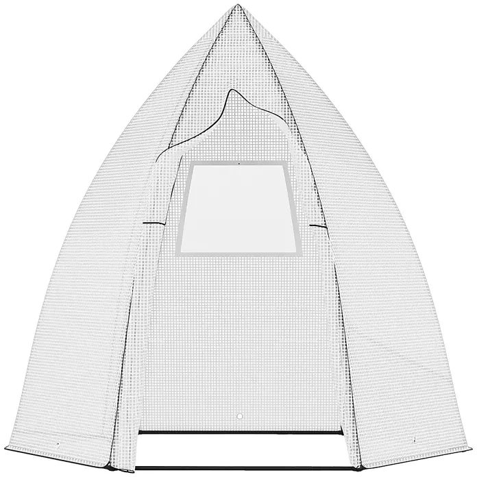 Furnicato Gewächshaus - 140 x 160 cm, Material Seitenwand: Metall, 14 mm, weiß - Gewölbte weiße, durchscheinende Gewächshausabdeckung mit Gittermuster und trapezförmiger Lüftungsöffnung.