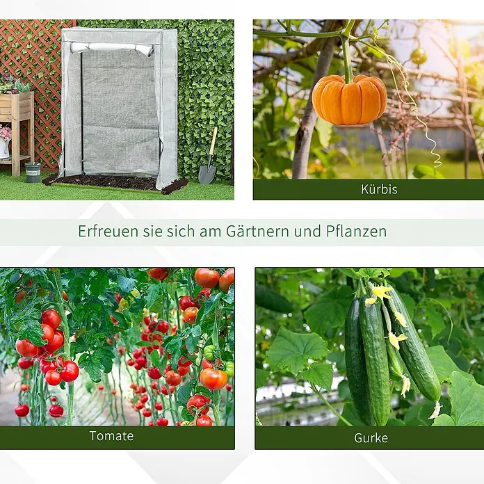 Outsunny Gewächshaus - 100 x 50 cm, Material Seitenwand: Kunststoff, 0,3 mm, Dunkelgrau - Tragbares Gewächshaus mit lichtdurchlässiger Netzabdeckung, ideal für Gartenarbeit und Pflanzenschutz.