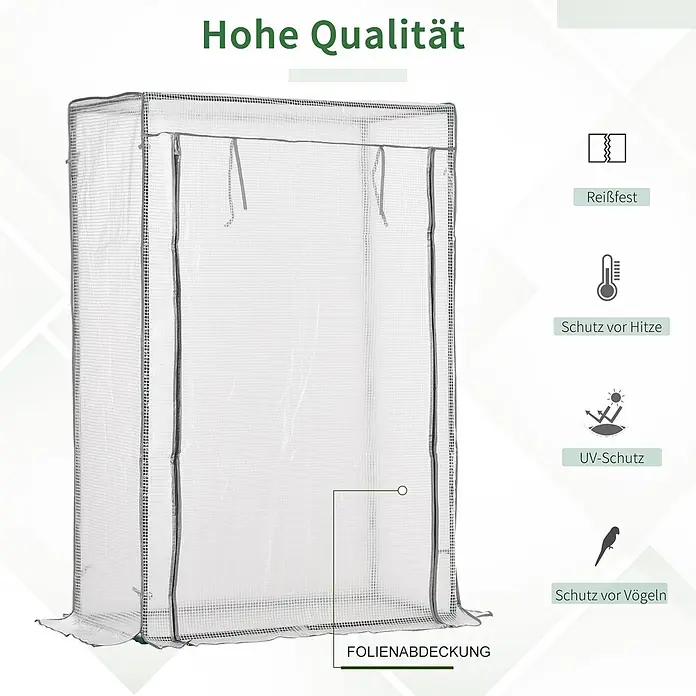 Outsunny Gewächshaus - 100 x 50 cm, Material Seitenwand: Kunststoff, 0,3 mm, Dunkelgrau - Transparentes, gitterverstärktes Mini-Gewächshaus mit Reißverschlussöffnung zur Pflanzenpflege.