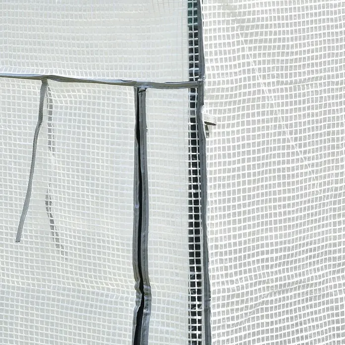 Outsunny Gewächshaus - 100 x 50 cm, Material Seitenwand: Kunststoff, 0,3 mm, Dunkelgrau - Transparente, gitterverstärkte Gewächshausfolie mit grauen Nähten und Reißverschluss.