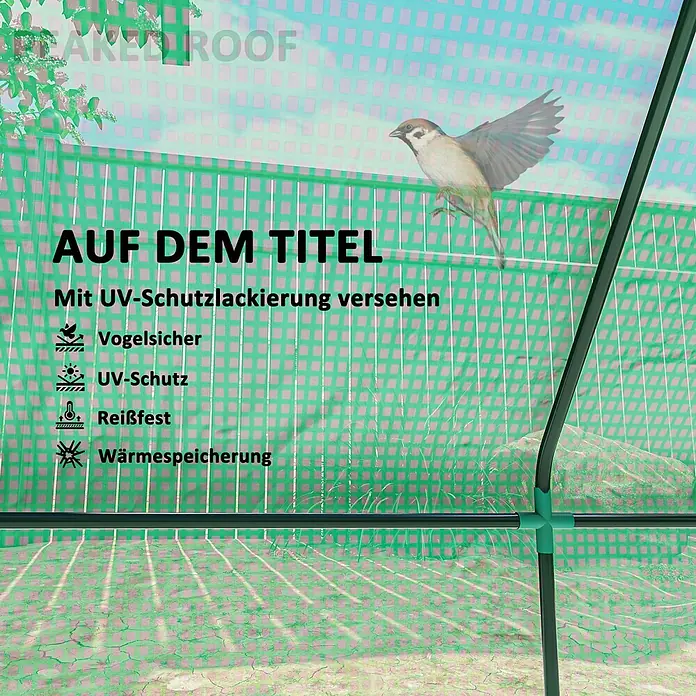 Outsunny Gewächshaus - 240 x 90 cm, Material Seitenwand: Kunststoff, 0,3 mm, Grün - Grüne, reißfeste Gewächshausfolie mit UV-Schutz, vogelsicher und wärmespeichernd.