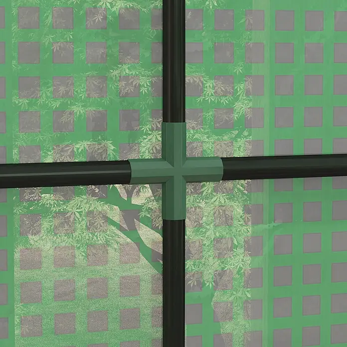 Furnicato Gewächshaus Stahl PE - 80 x 200 cm, Material Seitenwand: Kunststoff, 14 mm, Grün - Dunkelgrüner Kunststoff-Kreuzverbinder, der vier dunkle Rohre verbindet.