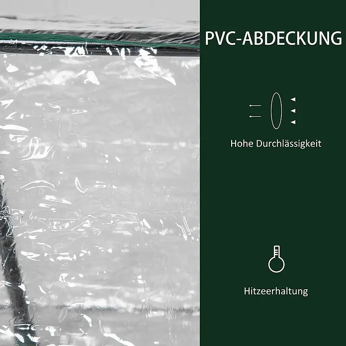 Furnicato Gewächshaus - 60 x 120 cm, Material Seitenwand: Stahl, 14 mm, silber - Klare PVC-Abdeckung mit hoher Lichtdurchlässigkeit und Wärmespeicherung.