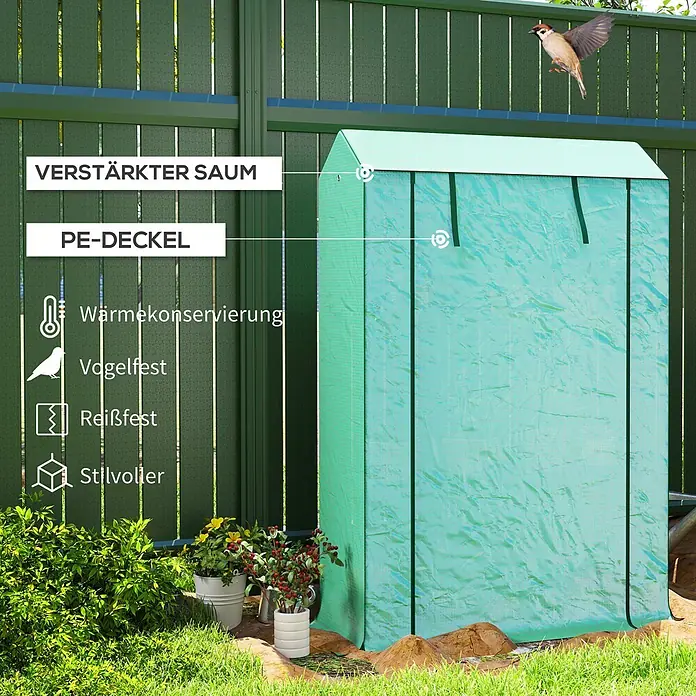 Outsunny Gewächshaus - 100 x 40 cm, Material Seitenwand: Kunststoff, 0,3 mm, Dunkelgrau - Grünes PE-Minigewächshaus für den Pflanzenschutz.