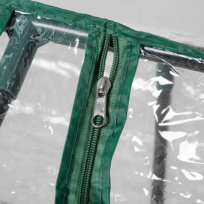 Furnicato Gewächshaus - 60 x 120 cm, Material Seitenwand: Stahl, 14 mm, silber - Transparente Mini-Gewächshausabdeckung aus Kunststoff mit grünem Reißverschluss und internem Metallrahmen.