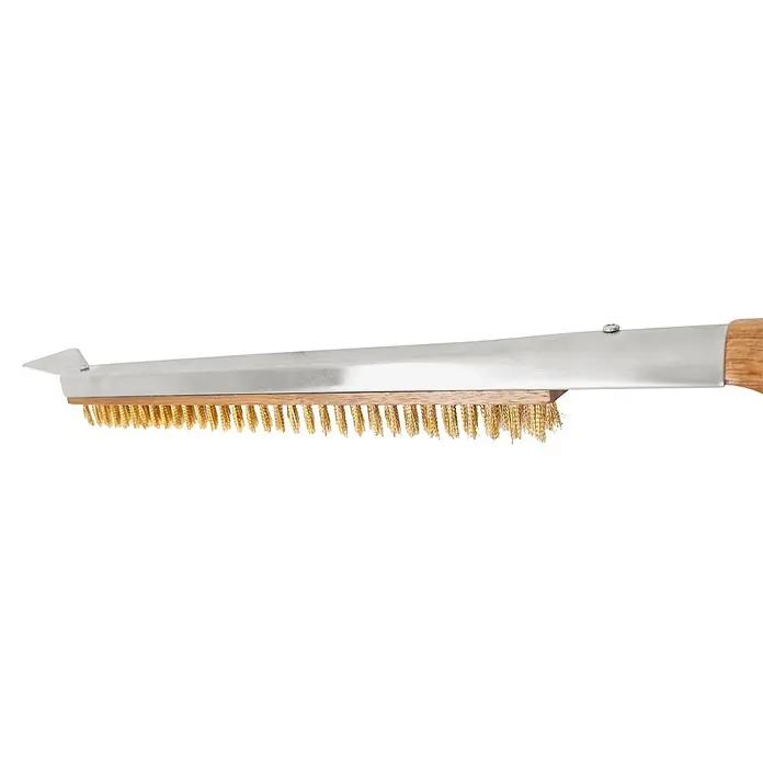 Cozze Grillbürste - Länge: 63 cm - Metall-Grillbürste mit Messingborsten und Holzgriff.