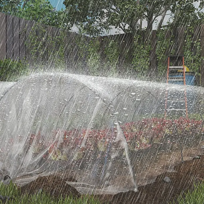 Furnicato Gewächshaus - 1.000 x 1.000 cm, Material Seitenwand: Kunststoff, 14 mm, silber - Transparente Kunststoff-Reihenabdeckung schützt rote Gartenpflanzen vor Regen.