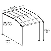 Palram Terrassenüberdachung Joya (Tiefe: 3 m, B x H: 3,05 x 2,16 m, Anthrazitgrau)