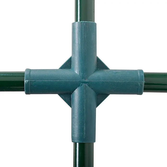Outsunny Gewächshaus - 100 x 200 cm, Material Seitenwand: Kunststoff, 0,3 mm, Grün - Dunkelgrüner Kreuzverbinder aus Kunststoff, der vier dunkelgrüne Metallstangen für eine Struktur verbindet.