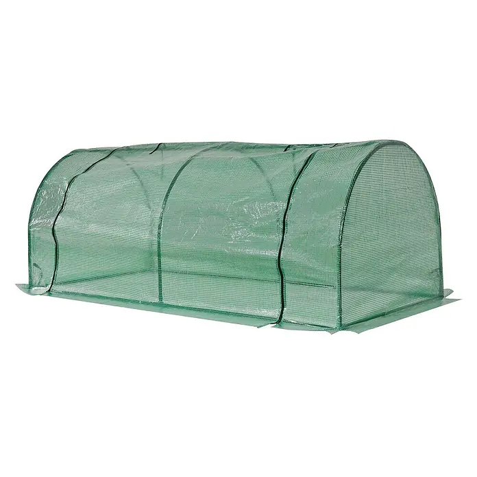 Furnicato Gewächshaus - 100 x 200 cm, Material Seitenwand: Stahl, 14 mm, grün - Grünes Tunnel-Gewächshaus aus transparenter, verstärkter Folie zum Pflanzenschutz.