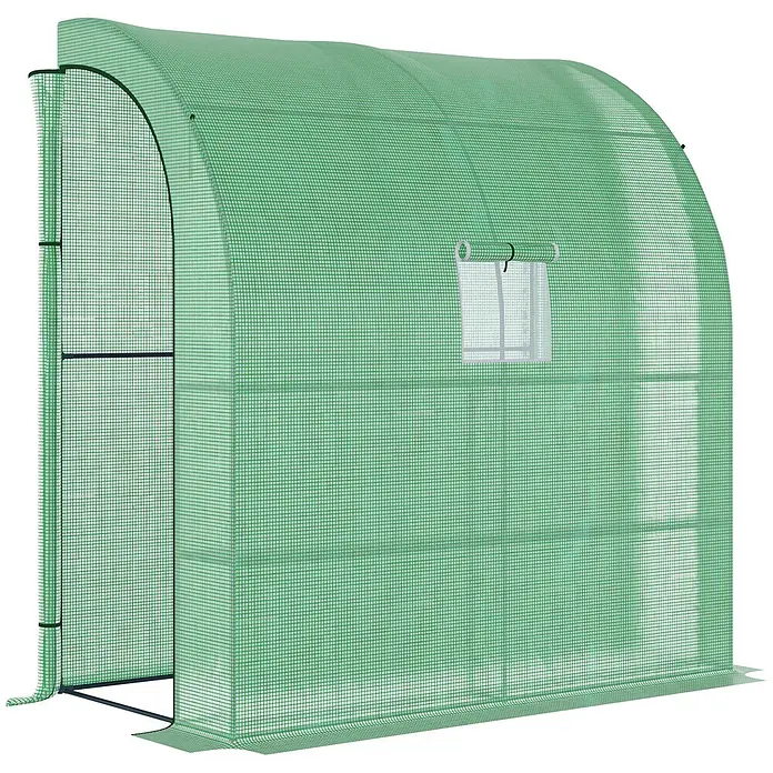 Outsunny Gewächshaus - 200 x 100 cm, Material Seitenwand: Kunststoff, 0,3 mm, Grün - Grünes begehbares Gewächshaus mit Gittermusterabdeckung und aufrollbarem Fenster.