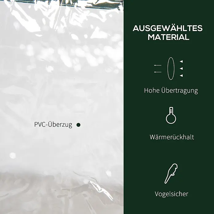 Outsunny Gewächshaus - 69 x 49 cm, Material Seitenwand: Kunststoff, 0,3 mm, Grün - Transparente PVC-Abdeckung mit hoher Lichtdurchlässigkeit, Wärmerückhalt und vogelsicheren Merkmalen.