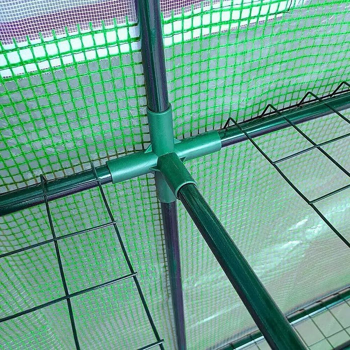Outsunny Gewächshaus - 200 x 100 cm, Material Seitenwand: Kunststoff, 0,3 mm, Grün - Grünes Metallgestell mit Kunststoffverbindung und Drahtregal in transparenter, gitterverstärkter Gewächshausabdeckung.