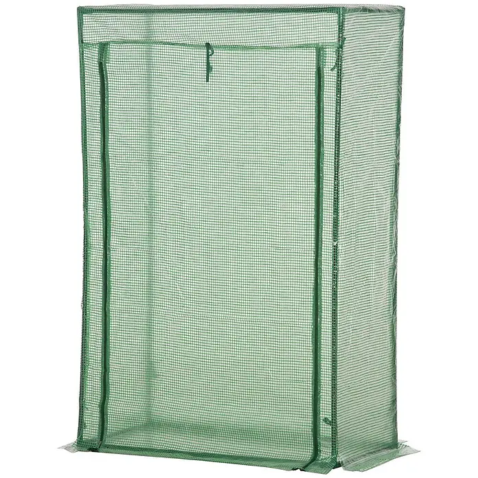 Outsunny Gewächshaus - 100 x 50 cm, Material Seitenwand: Kunststoff, 0,3 mm, Grün - Hohes, rechteckiges Gewächshaus mit durchscheinender grüner Netzabdeckung und Reißverschluss an der Vorderseite.