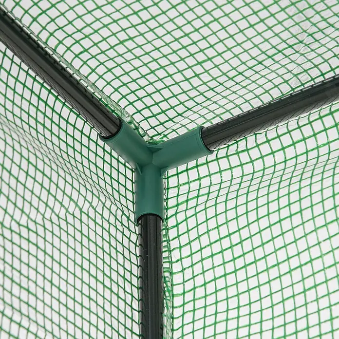 Outsunny Gewächshaus - 100 x 50 cm, Material Seitenwand: Kunststoff, 0,3 mm, Grün - Eckverbindung eines Gewächshausrahmens mit dunkelgrünen Rohren, Kunststoffgelenk und transparenter, gitterverstärkter PE-Abdeckung.