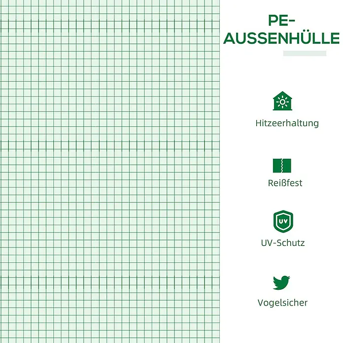 Furnicato Gewächshaus - 60 x 120 cm, Material Seitenwand: Stahl, 14 mm, Grün - PE-Außenhülle: wärmespeichernd, reißfest, UV-Schutz, vogelsicher.