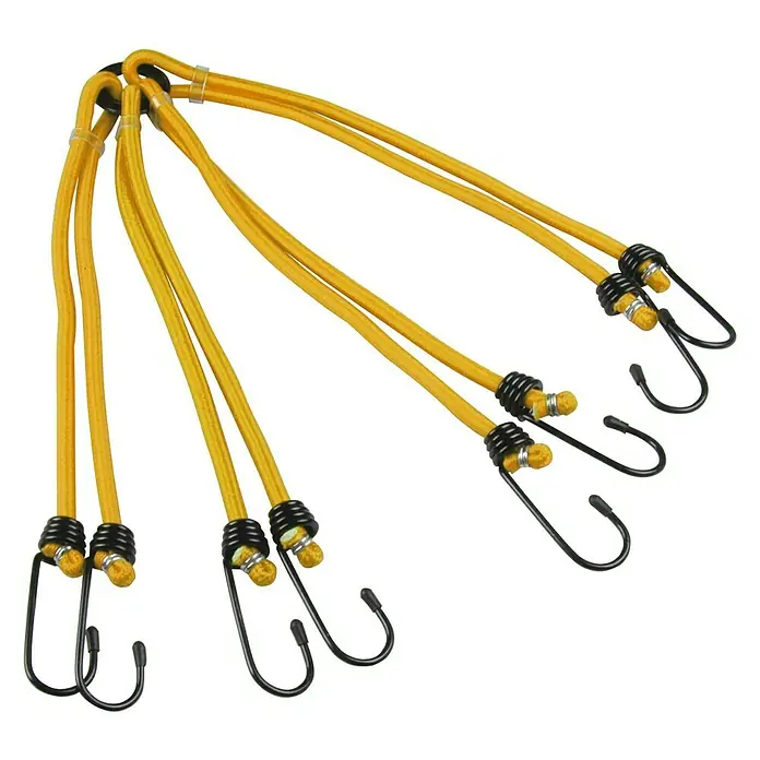 UniTEC Gepäckspinne - Anzahl Arme: 8 Stk., Länge: 70 cm, Belastbarkeit: 7 kg - Set aus gelben Gummiseilen mit Haken. Ideal zum Sichern von Lasten beim Transport.