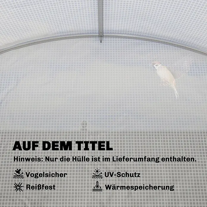 Furnicato Gewächshaus - 300 x 300 cm, Material Seitenwand: Kunststoff, 14 mm, silber - Eine strapazierfähige, transparente Gewächshausfolie mit Gitterverstärkung, die UV-Schutz, Wärmespeicherung und Reißfestigkeit bietet.