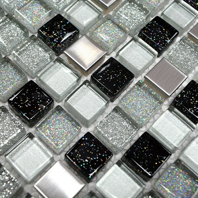 Mozaïektegel Quadrat Crystal Mix XCE 88 (30,5 x 32,2 cm, Zilver, Glanzend)