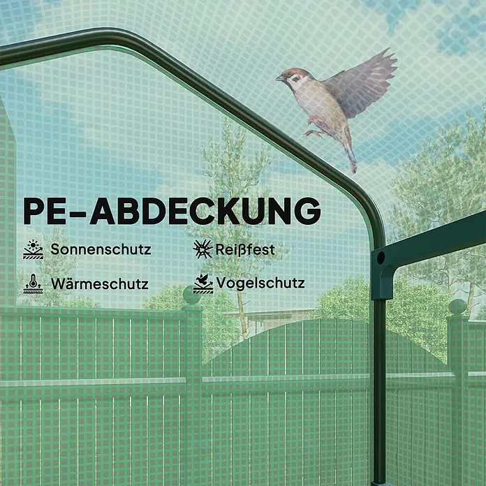 Outsunny Gewächshaus - 69 x 50 cm, Material Seitenwand: Kunststoff, 0,3 mm, Grün - Grüne PE-Abdeckung für Außenschutz, mit Sonnen-, Wärme-, Reißfestigkeit und Vogelschutz.