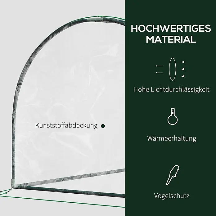 Outsunny Gewächshaus - 200 x 100 cm, Material Seitenwand: Kunststoff, 0,3 mm, Grün - Teil eines Kleingewächshauses mit transparenter Kunststoffabdeckung und dunklem Rahmen, für Lichtdurchlässigkeit, Wärmeerhaltung und Vogelschutz.