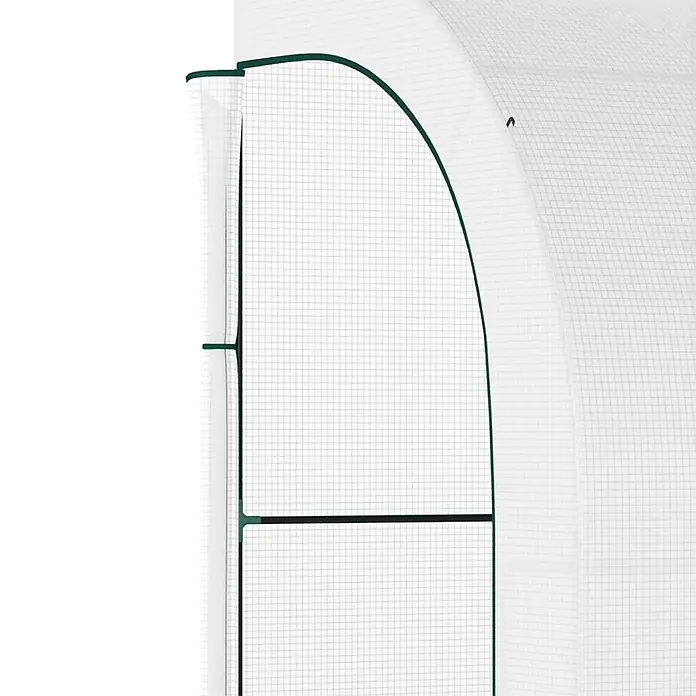 Outsunny Gewächshaus - 300 x 150 cm, Material Seitenwand: Kunststoff, 0,3 mm, Weiß - Weiße verstärkte PE-Abdeckung eines Gewächshauses über einem dunkelgrünen Rahmen.