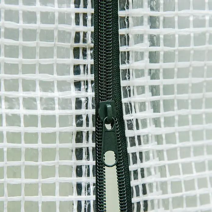 Outsunny Gewächshaus - 200 x 76 cm, Material Seitenwand: Kunststoff, 0,3 mm, Grün - Dunkelgrüner Reißverschluss an klarer, weißgitterverstärkter Gewächshausabdeckung.
