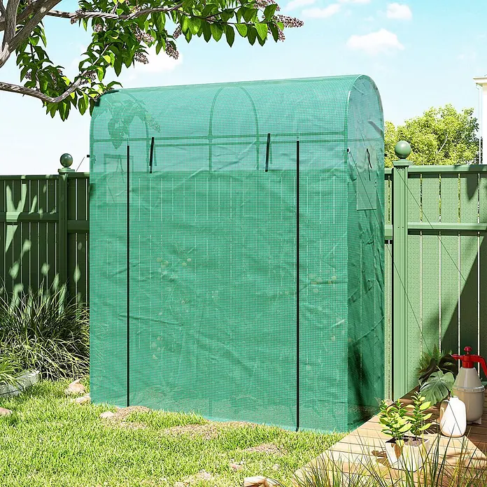 Outsunny Gewächshaus - 170 x 68 cm, Material Seitenwand: Kunststoff, 0,3 mm, Grün - Grünes tragbares Gewächshaus aus Netzstoff im Garten, ideal für den Pflanzenanbau.