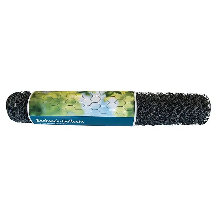 Stabilit Drahtgeflecht - 10 x 0,5 m, 25 mm, Anthrazit, Beschichtet - Sechseck-Geflecht Rolle, verzinkt und anthrazit beschichtet, ideal für Garten- und Landschaftsbau. Ein robustes und langlebiges Material.