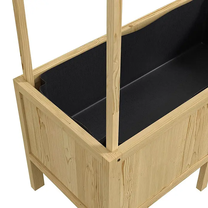 Furnicato Hochbeet - 110 x 60 x 152 cm, Holz, Naturholz - Holzpflanzkasten mit schwarzem Stoffeinsatz.