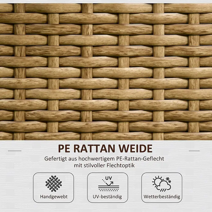 Outsunny Hochbeet - 103 x 103 x 29 cm, Stahl, Beige - Helles braunes PE-Rattangeflecht, handgewebt, UV-beständig und wetterfest.