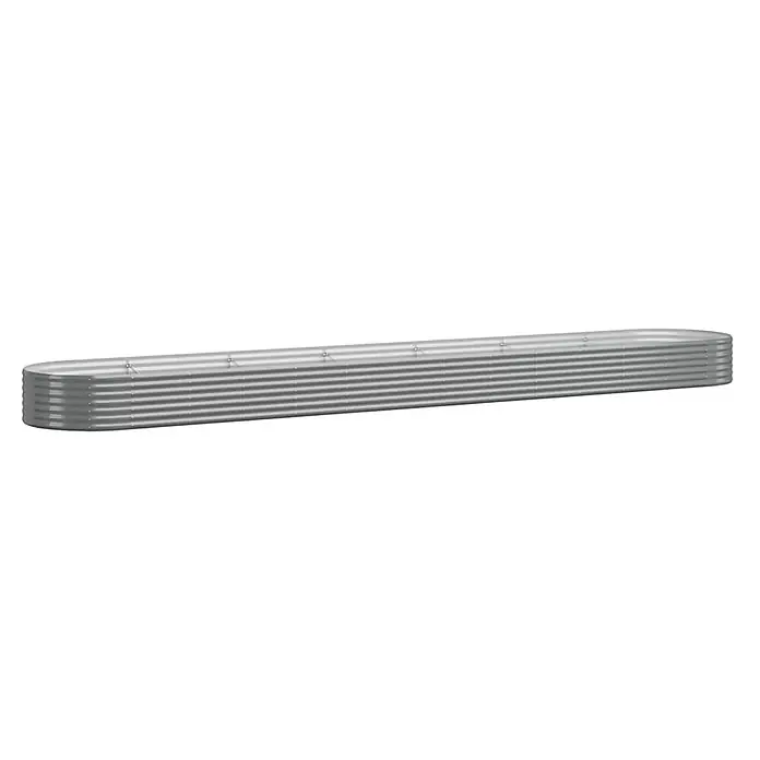Furnicato Hochbeet - 544 x 100 x 36 cm, Stahl, Grau - Langes, silbernes, gewelltes Metall-Hochbeet mit abgerundeten Enden.