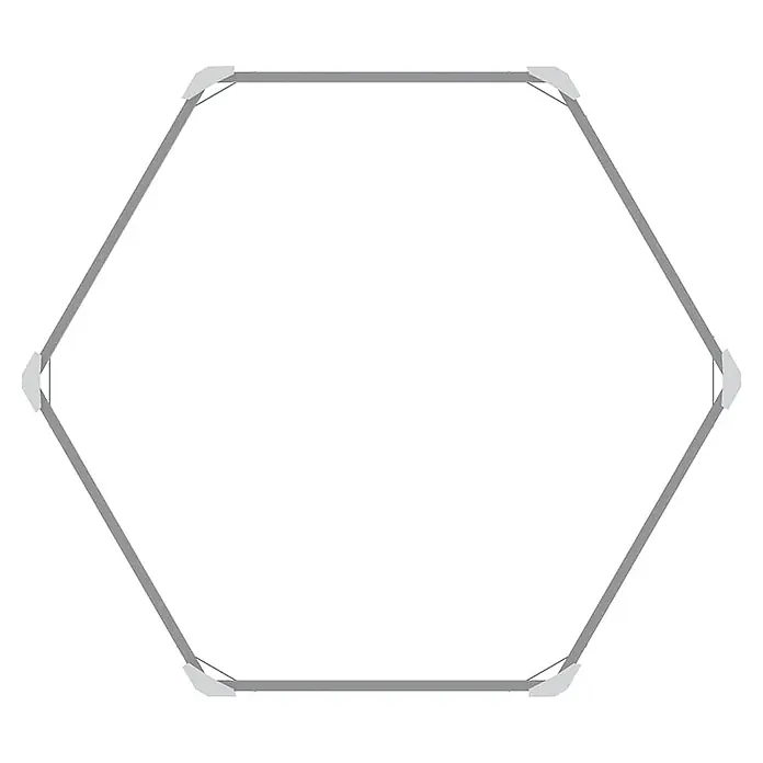 Furnicato Hochbeet - 129 x 129 x 77 cm, Stahl, Braun - Grauer sechseckiger Rahmen mit weißen Eckverbindern.