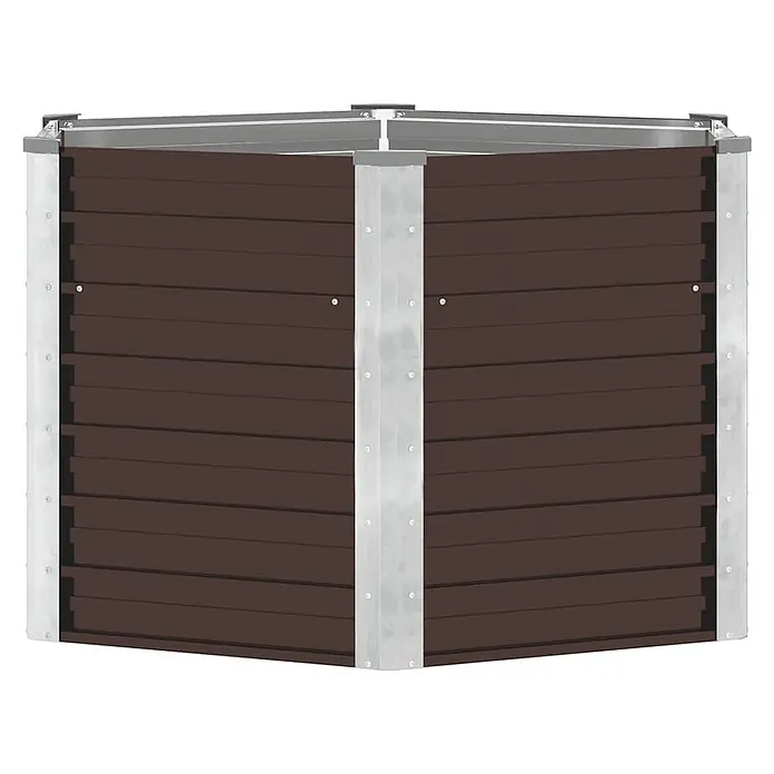 Furnicato Hochbeet - 129 x 129 x 77 cm, Stahl, Braun - Modulares, dunkelbraunes Hochbeet mit silbernem Metallrahmen.