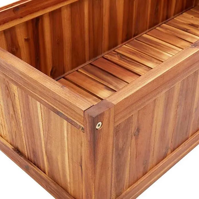 Furnicato Hochbeet Akazien-Massivholz geölt - 85 x 38 x 150 cm, Holz, Braun - Brauner Pflanzkasten aus Holz mit Lattenwänden und Lattenboden.