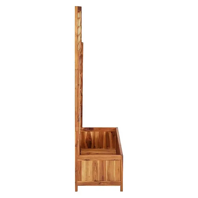 Furnicato Hochbeet Akazien-Massivholz geölt - 85 x 38 x 150 cm, Holz, Braun - Gartenbank aus Holz mit hoher Spalierlehne, aus naturbraunem Akazienholz, zum Sitzen und für Kletterpflanzen.