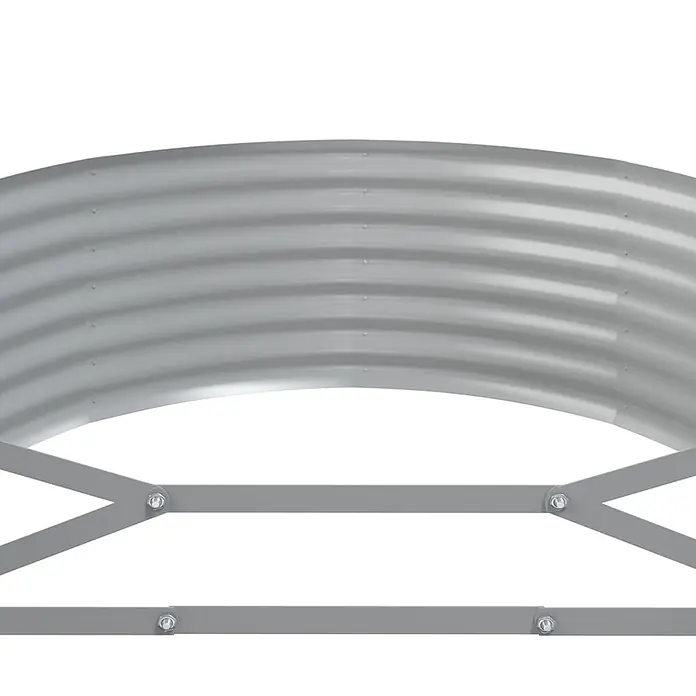 Furnicato Hochbeet - 175 x 100 x 36 cm, Stahl, Silber - Silbernes Wellblechpaneel für ein Hochbeet, mit grauem Stützrahmen.